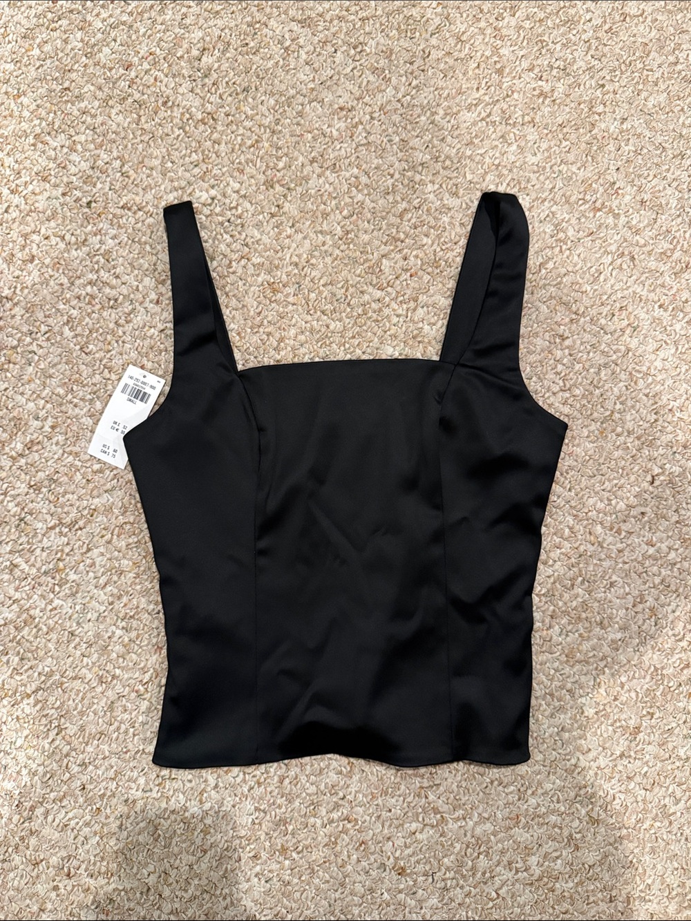 Abercrombie & Fitch Black Square-Neck Satin Tank Top